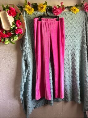 Women's Hot Pink Corduroy Wide-Leg stretch Pants